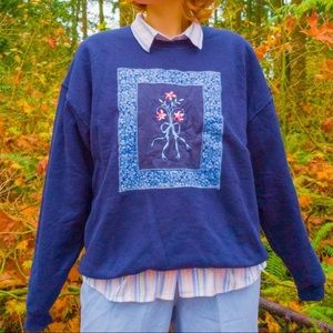 Navy blue embroidered sweatshirt